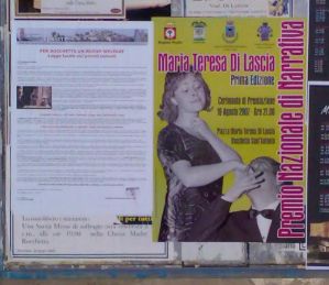 Rocchetta, agosto 2007, manifesto feninno e m. teresa dilascia